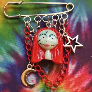 Handmade The Nightmare Before Christmas Sally Charm Safety Pin Brooch